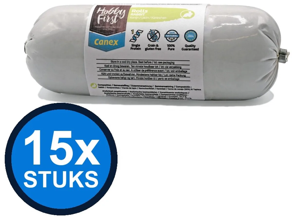 12x Hobby First Canex high protein roll rabbit 400gr von HobbyFirst – Produktfoto