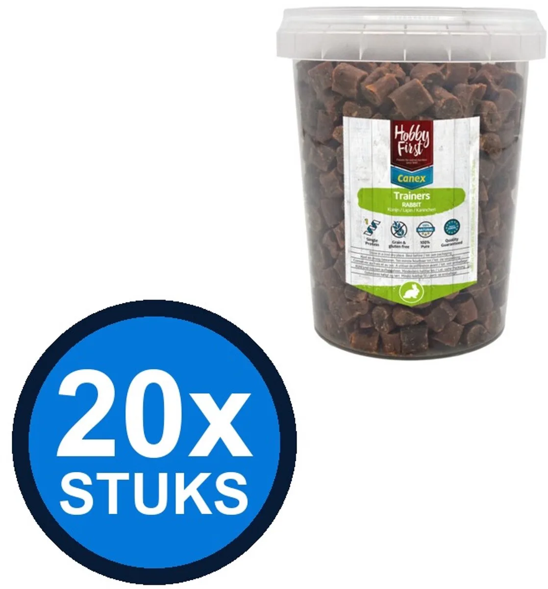 20x Hobby First Canex 100% pure trainers rabbit 250gr van HobbyFirst – productfoto