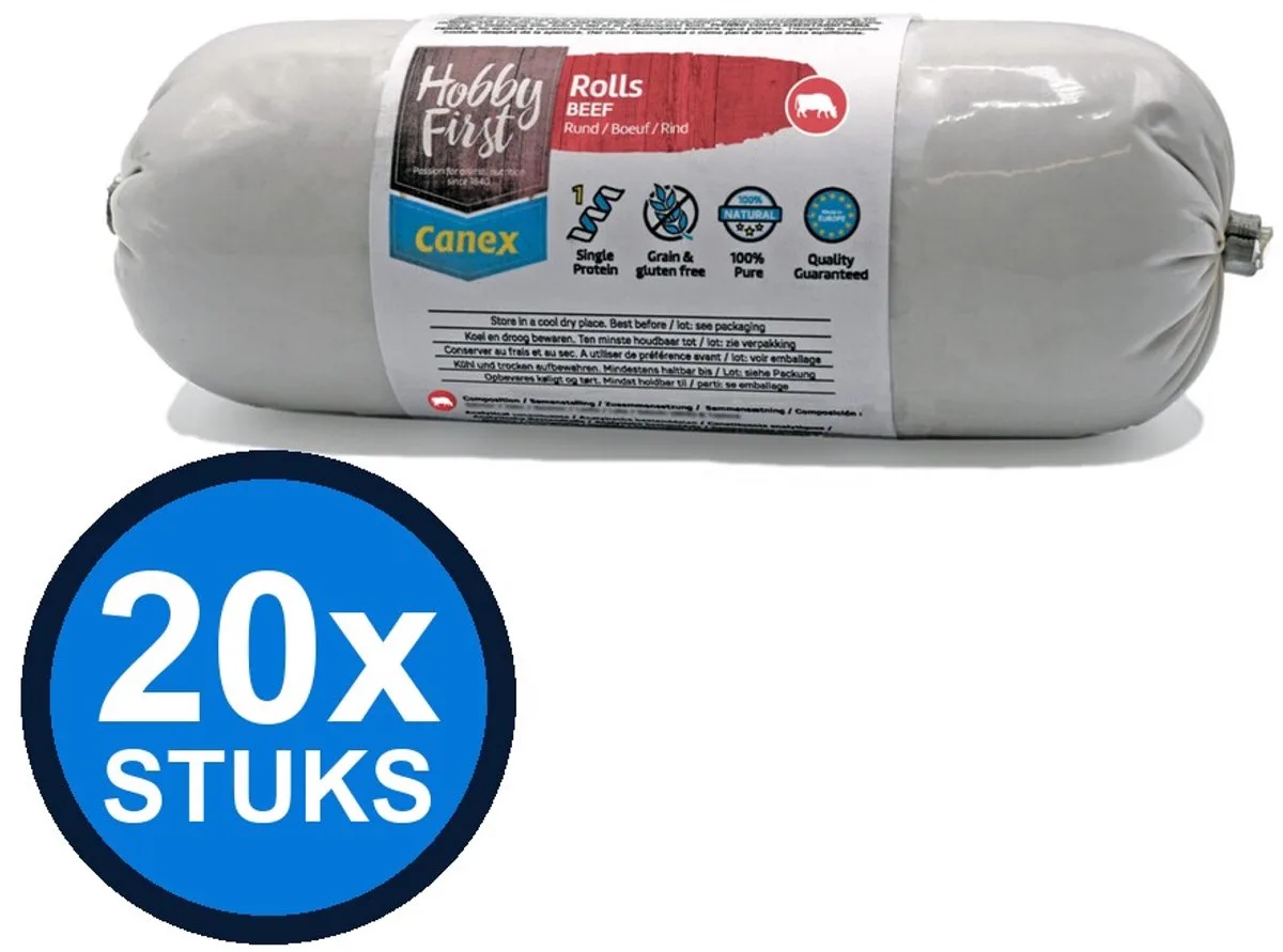 24x Hobby First Canex high protein roll beef 400gr de HobbyFirst – photo produit