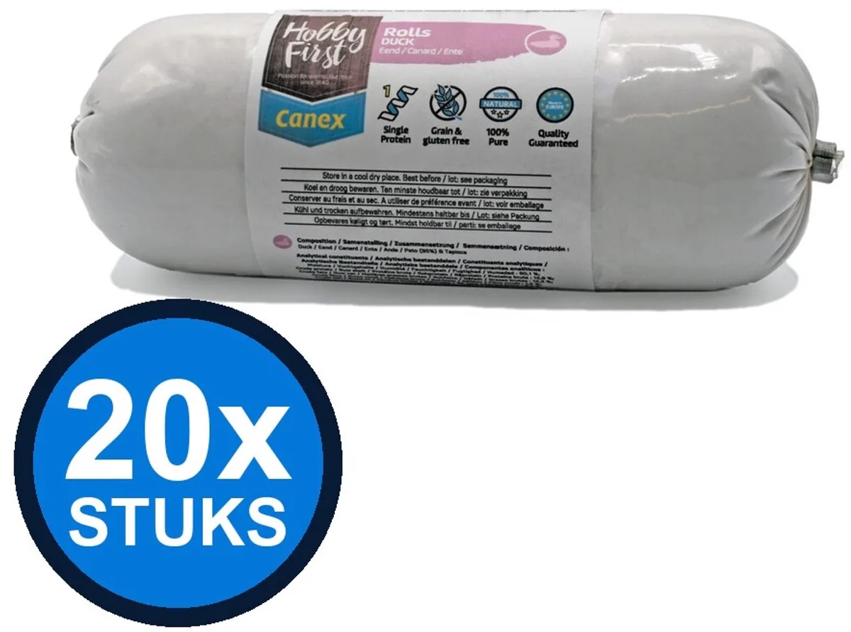 24x Hobby First Canex high protein roll duck 400gr de HobbyFirst – photo produit