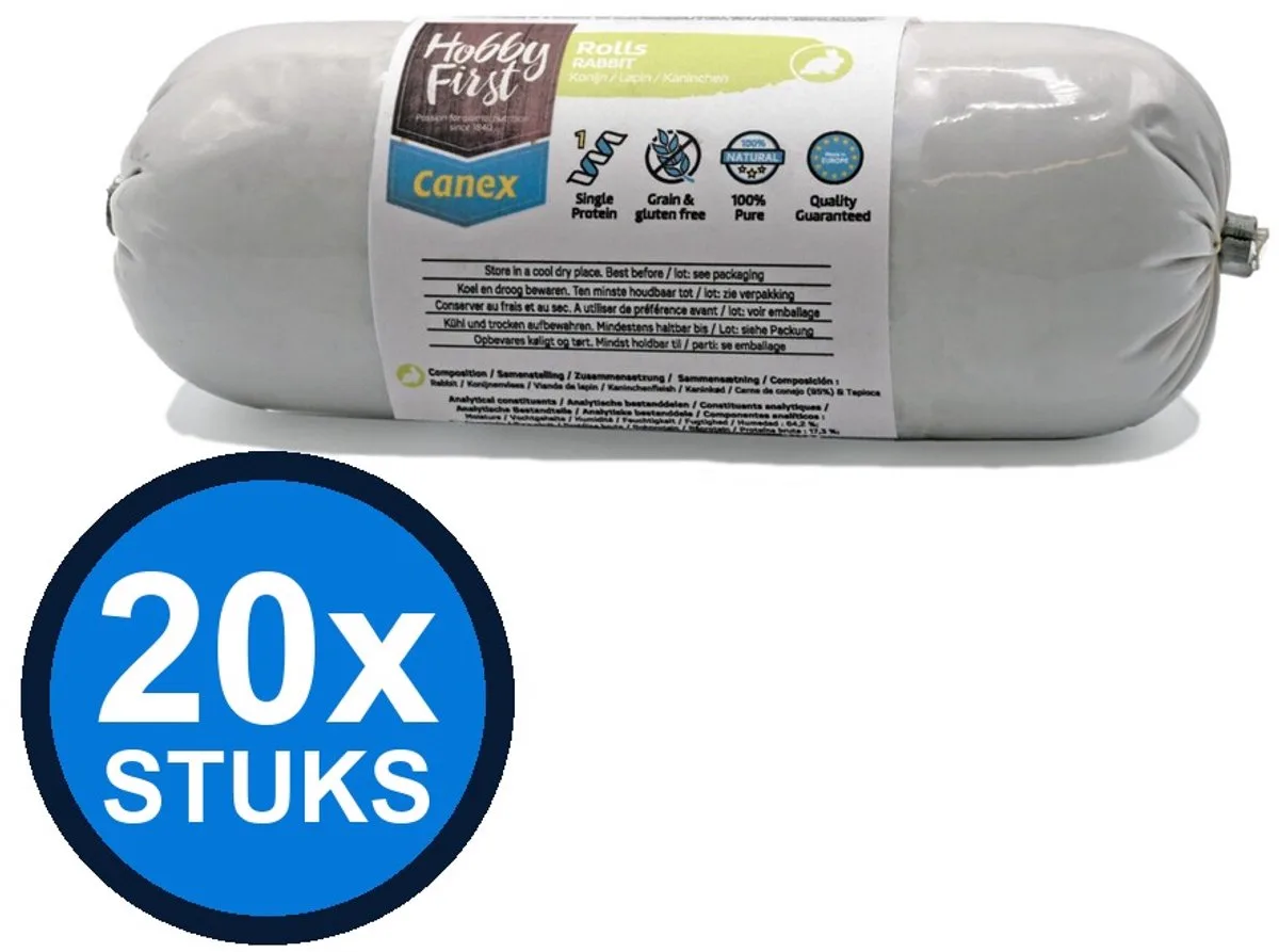 24x Hobby First Canex high protein roll rabbit 400gr de HobbyFirst – photo produit