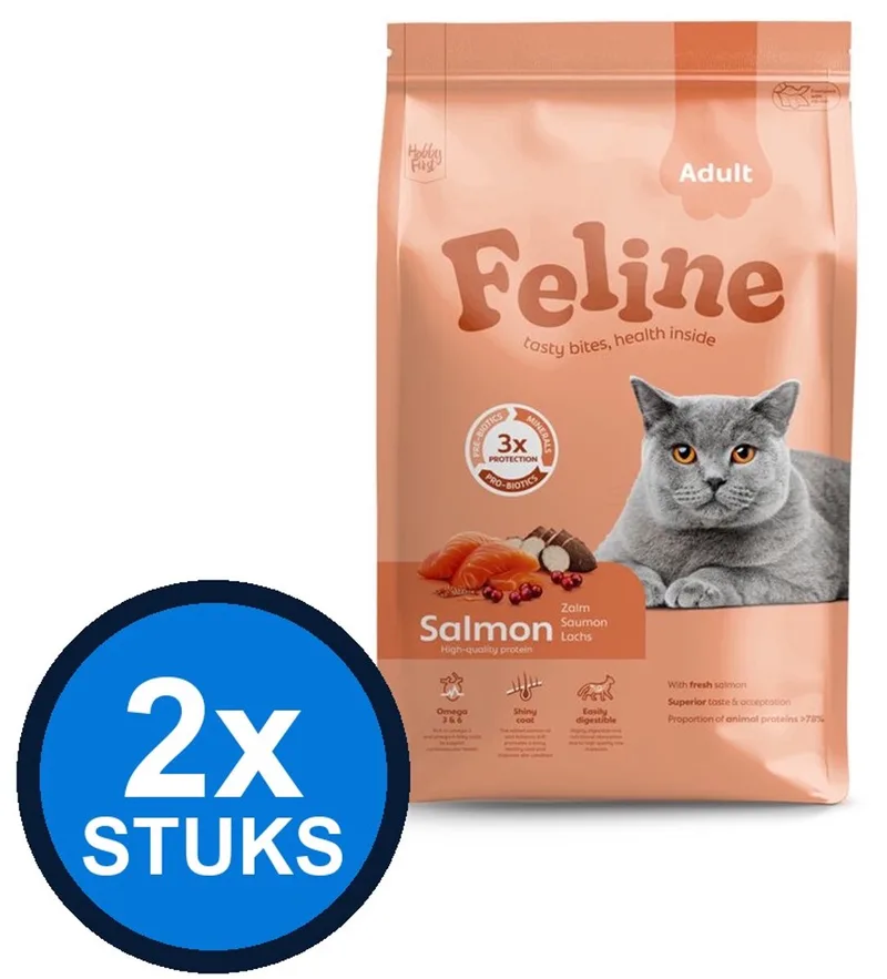 2x Hobby First Feline - Adult Kattenvoer Droogvoer - Zalm - 4,5kg de HobbyFirst – photo produit