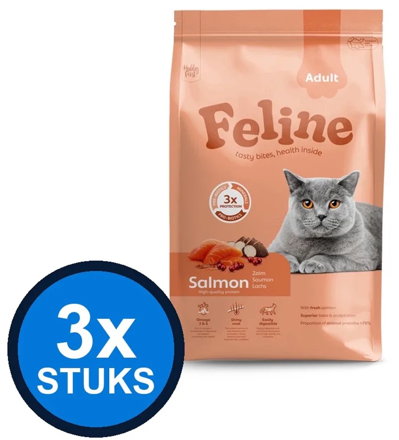 3x Hobby First Feline - Adult Kattenvoer Droogvoer - Zalm - 1,5kg by HobbyFirst – product photo