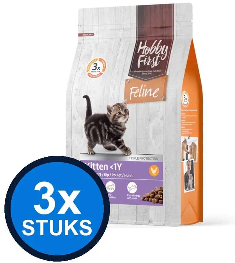 3x Hobby First Feline Kitten Kip - Kattenvoer - 1,5kg de HobbyFirst – photo produit