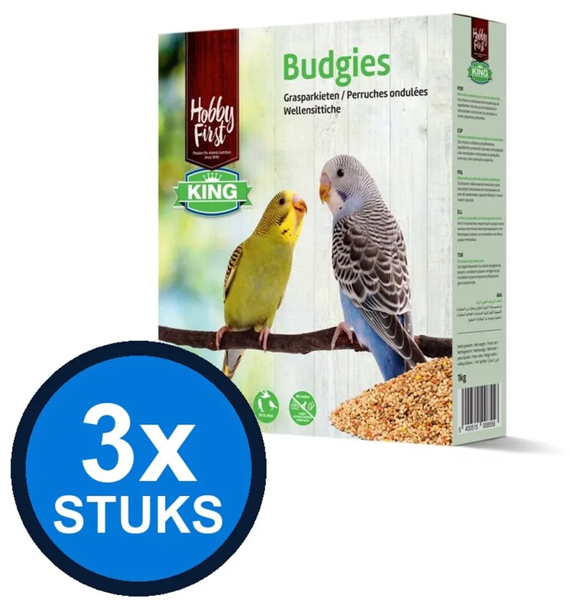 3x Hobby First King Grasparkiet - Vogelvoer - 1kg von HobbyFirst – Produktfoto
