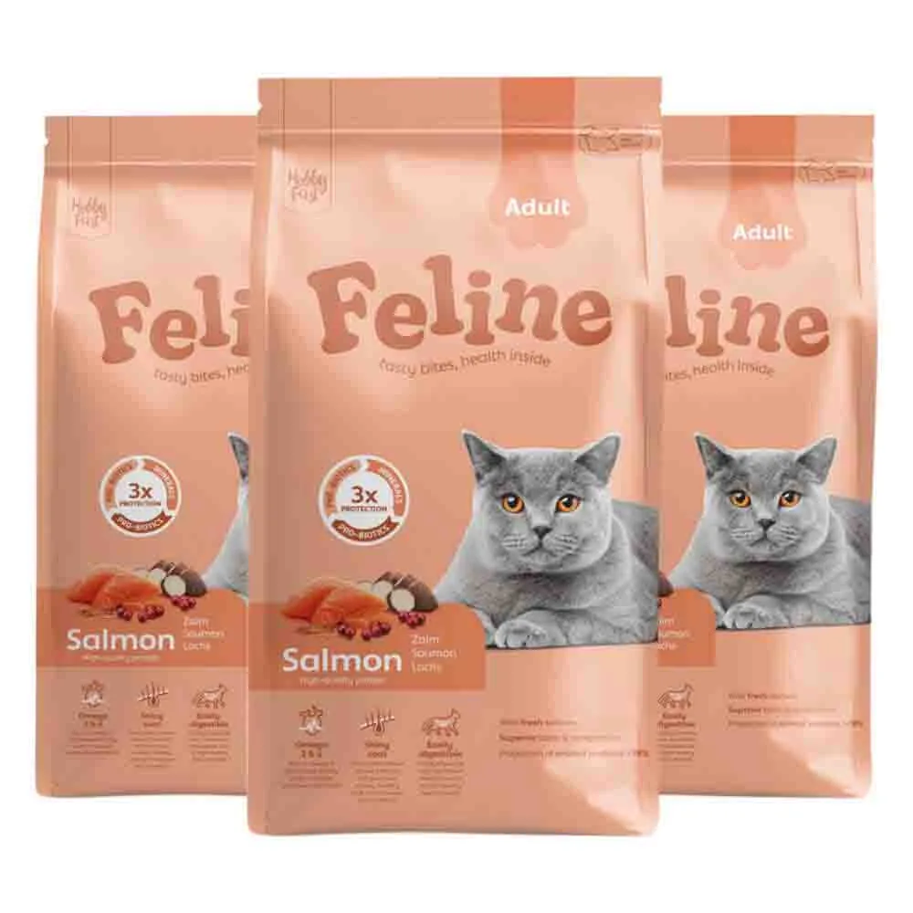 3x HobbyFirst Feline Kattenvoer Droog Adult Zalm 1,5 kg van HobbyFirst – productfoto