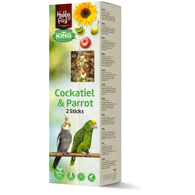 Cockatiels & Parrots Sticks Vogelvoer 180g de HobbyFirst – photo produit