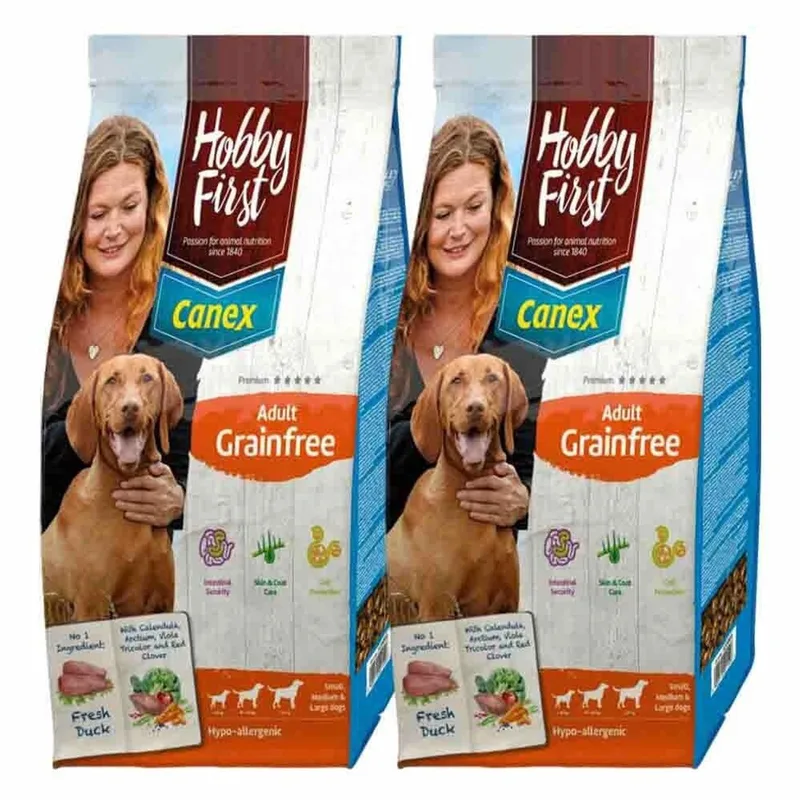 Hondenvoer Adult Graanvrij Eend - 2 x 12 kg - Voordeelverpakking de HobbyFirst – photo produit