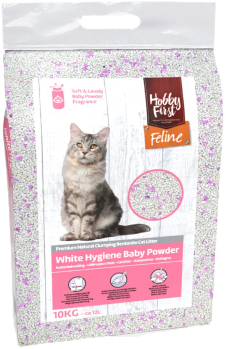 kattenbakvulling White Hygiene Baby Powder 12 Liter/10 kg - Kat de HobbyFirst en Blanc – photo produit