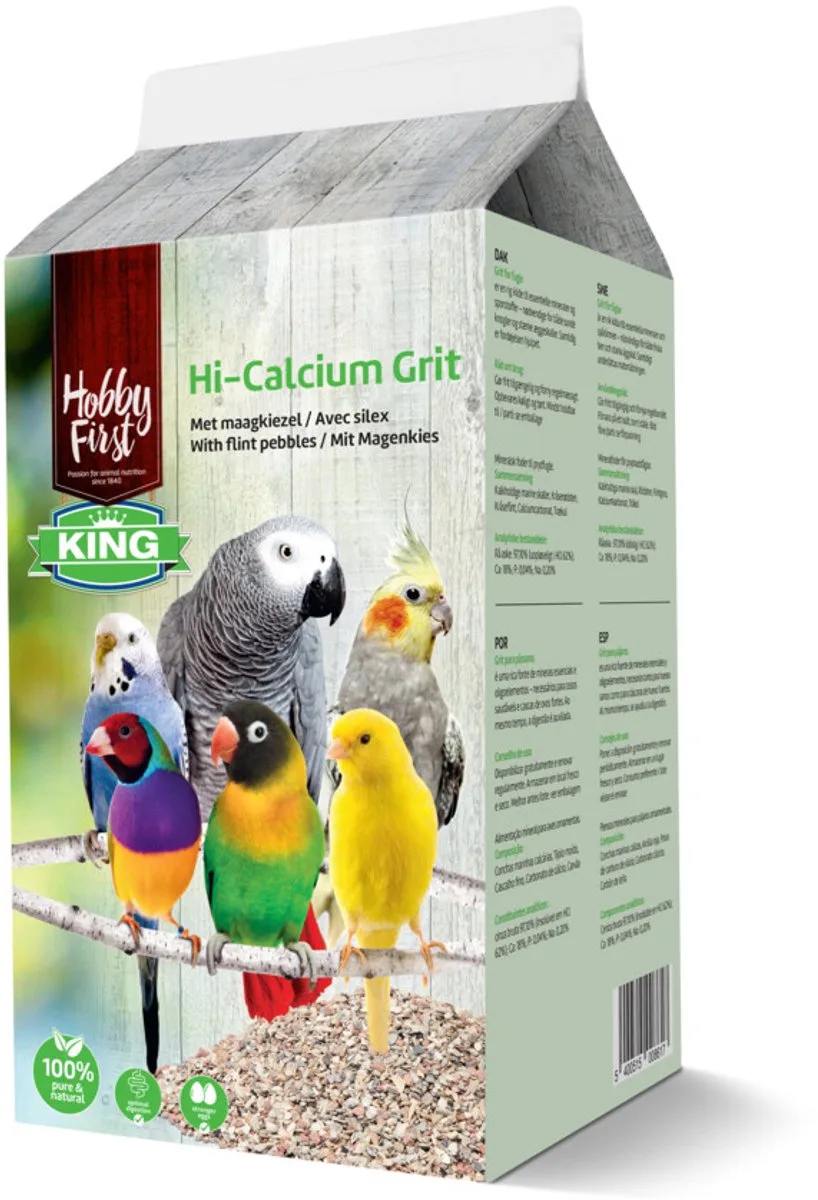 King Hi-calcium Grit - 6 x 1,5 kg - Voordeelverpakking von HobbyFirst – Produktfoto