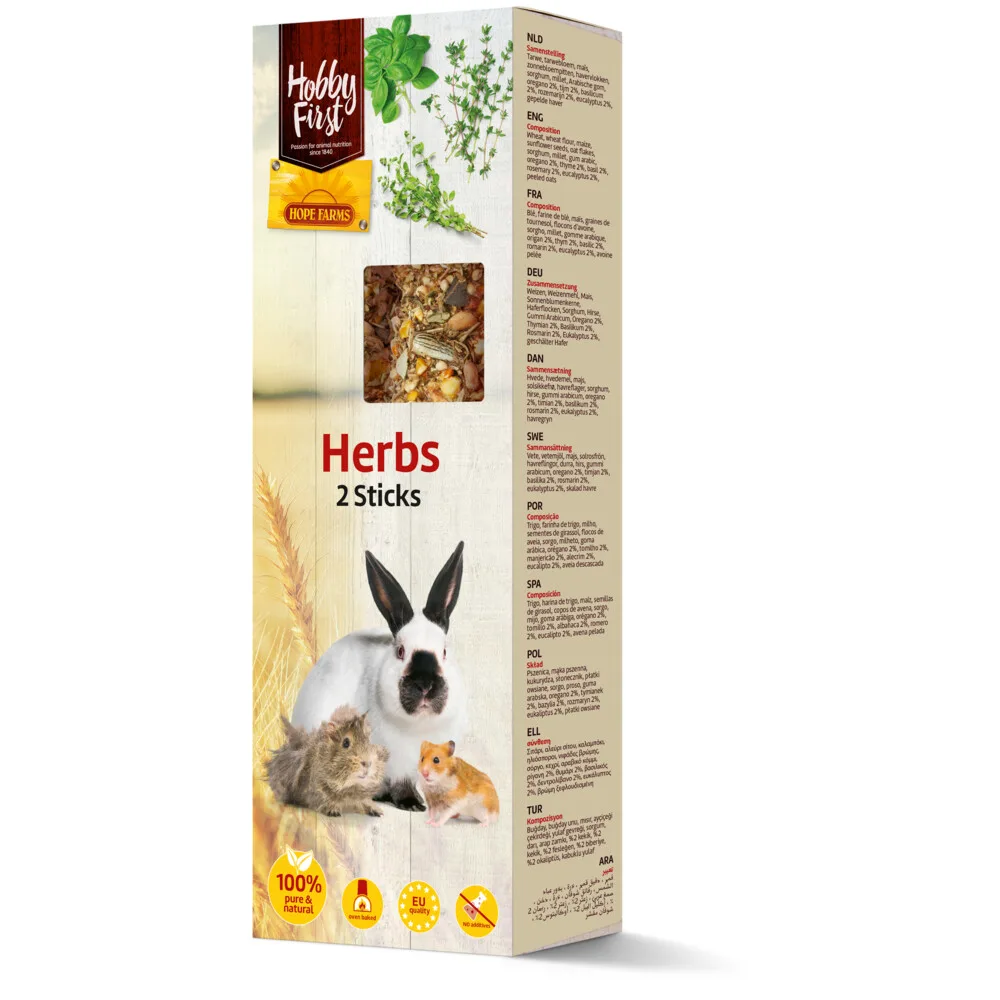 Sticks Small Animals Herbs 112 gr von HobbyFirst – Produktfoto