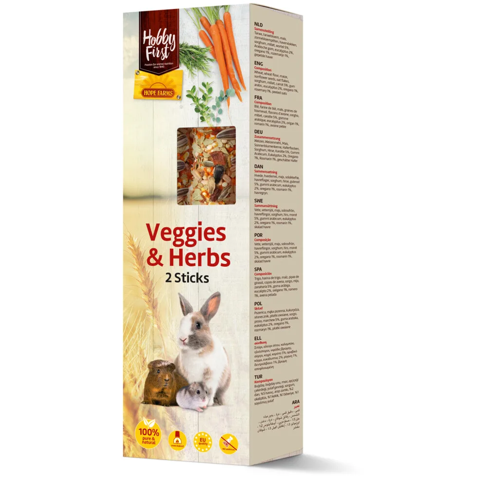 Sticks Small Animals Veggies & herbs 180 gr von HobbyFirst – Produktfoto