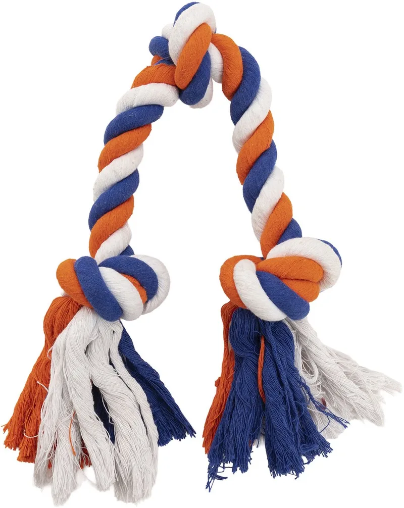 Flostouw - Hondenspeeltje - Trektouw Hond - Stevig Hondenspeelgoed – Hondentouw van Katoen - Oranje, wit en blauw von Hofman in Orange, Wit en blauw – Produktfoto