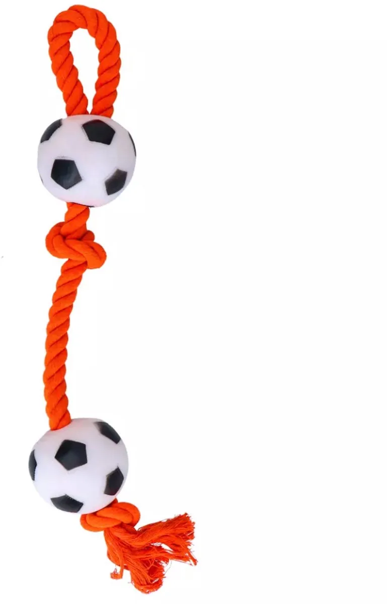 Flostouw - Hondenspeeltje - Trektouw Hond - Stevig Hondenspeelgoed – Hondentouw van Katoen by Hofman in Voetballen – product photo