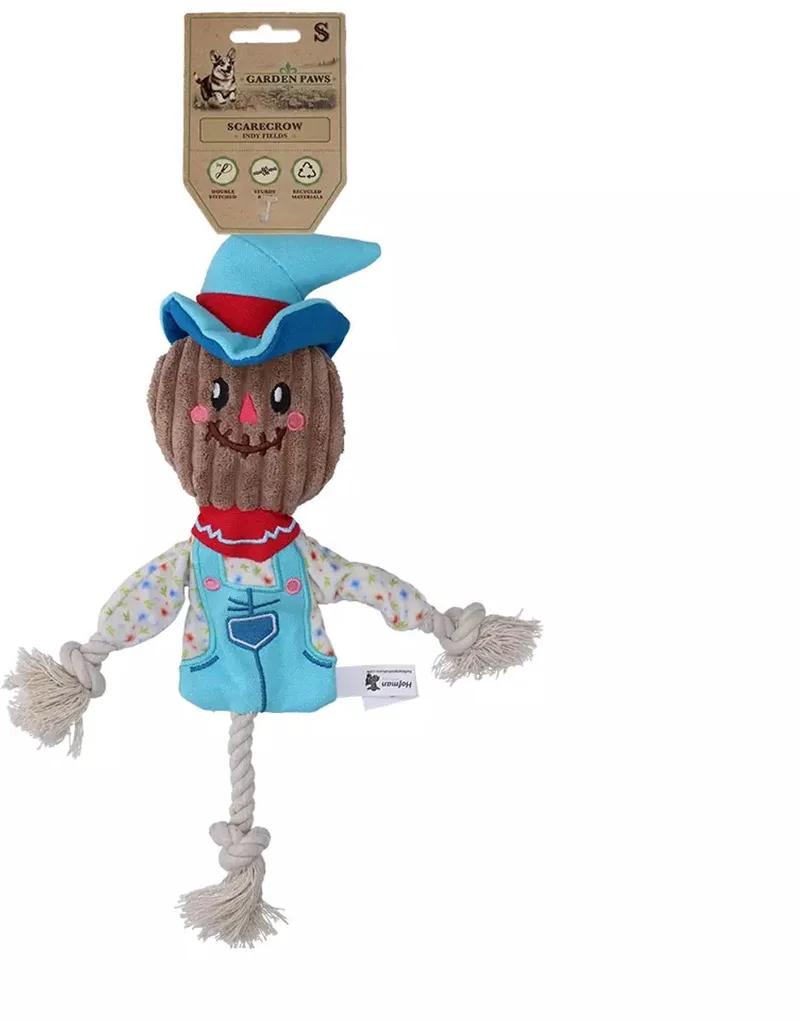 Garden Paws Trektouw S - Extra Stevig Hondentouw - Hondenspeelgoed - Scarecrow Calvin Crow de Hofman en Marron – photo produit