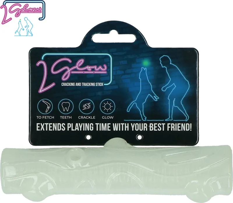2 Glow Cracking & tracking stick - Hondenspeelgoed - Kauwspeeltje - TPR Rubber - 16 x 3,5 x 3,5 cm - Glow in the dark von Holland Animal Care in Cracking & tracking stick – Produktfoto
