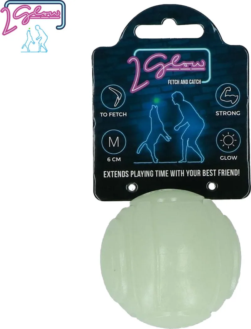 2 Glow - Hondenspeelgoed - Kauwspeeltje - TPR Rubber - ø 6 cm - Glow in the dark von Holland Animal Care in Fetch and catch – Produktfoto