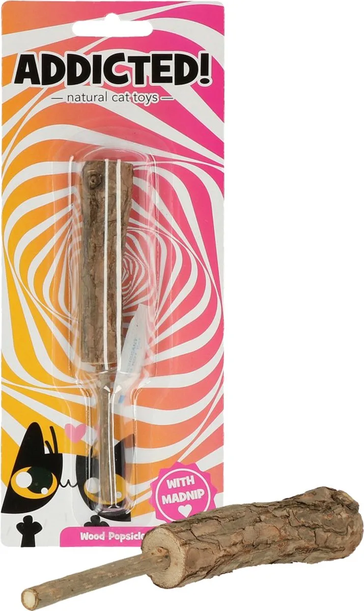 Addicte Wood Popsicle– Kattenspeeltje gemaakt met Madnip – Met Kattenkruid - 13 x ø 2 cm by Holland Animal Care – product photo