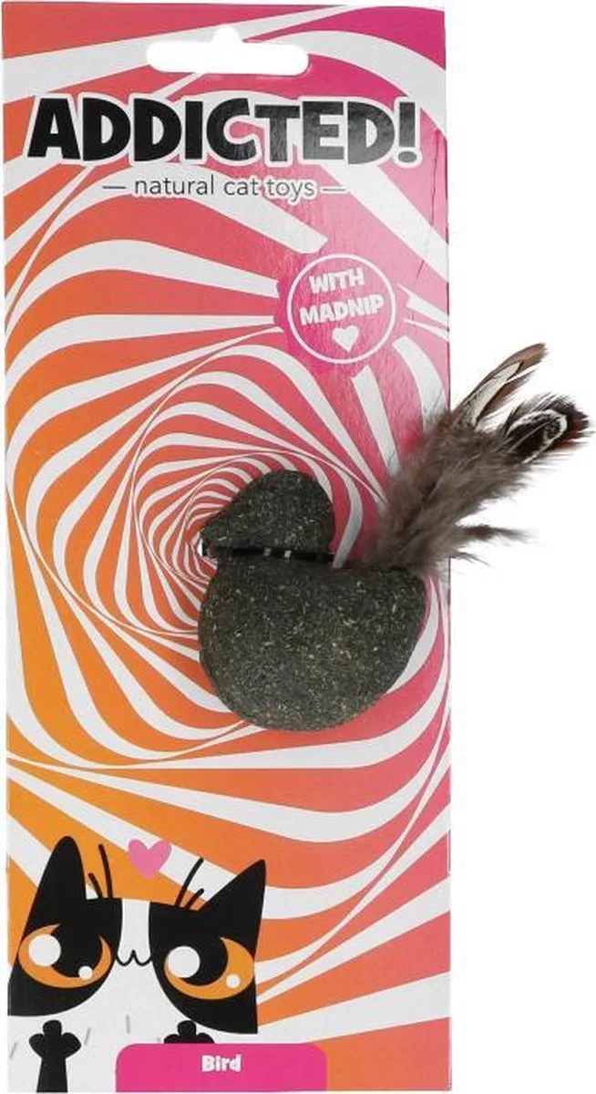 Addicted Bird with feathers - 6 cm - Vogel speeltje kat - Kattenspeelgoed - Met veertjes - Met madnip - Met kattenkruid de Holland Animal Care – photo produit