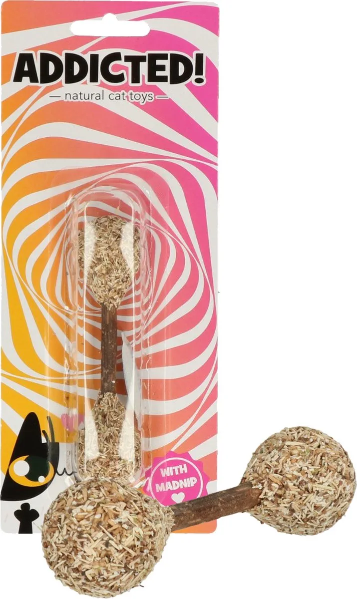 Addicted Wood Dumbell – Kattenspeeltje gemaakt met Madnip – Met Kattenkruid - 10,5 x ø 2,5 cm by Holland Animal Care in Multicolour – product photo