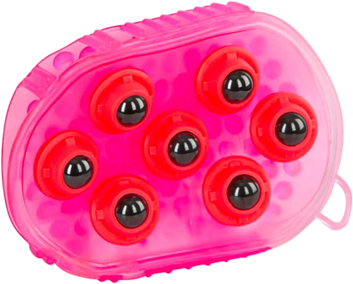 Excellent Borstel magneet massage – Luxe massageborstel voor paarden – Magneet borstel met 7 RVS rollers – Aangenaam masserend effect voor uw paard – Geschikt voor paarden by Holland Animal Care in Pink – product photo