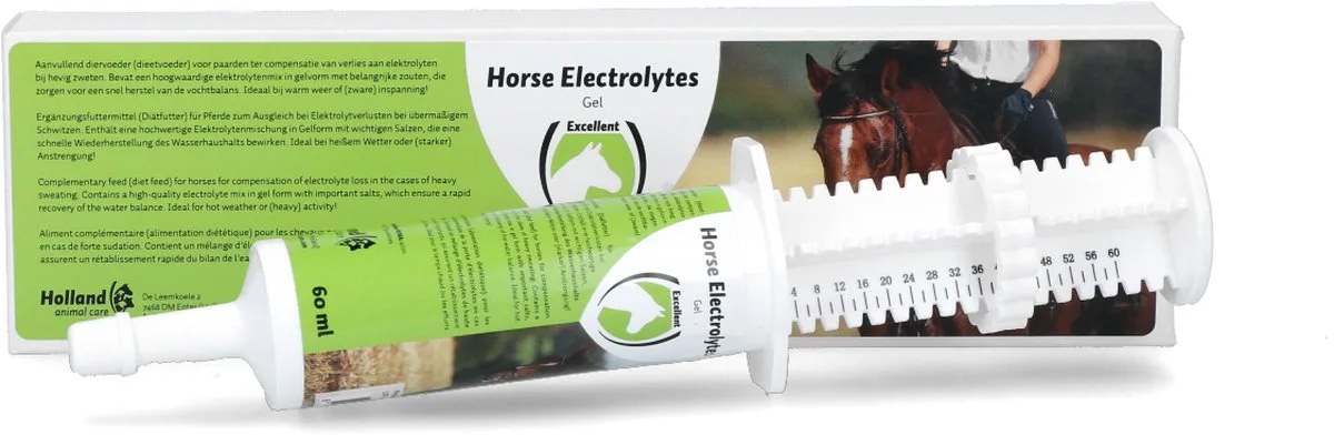 Excellent Electrolytes Gel Injector - 60 ml - Aanvullend diervoeder - Paard de Holland Animal Care – photo produit
