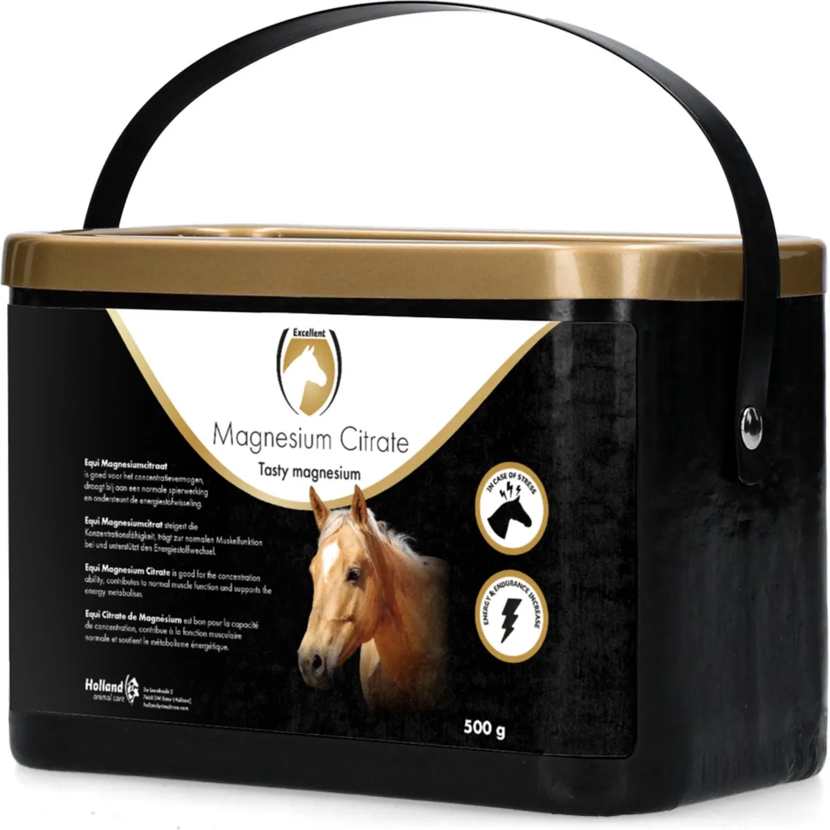 Excellent Equi Magnesium Citrate - 500gr - Goed voor het concentratievermogen, draagt bij aan een normale spierwerking en ondersteunt de energiestofwisseling - Geschikt voor paarden fra Holland Animal Care – produktbillede