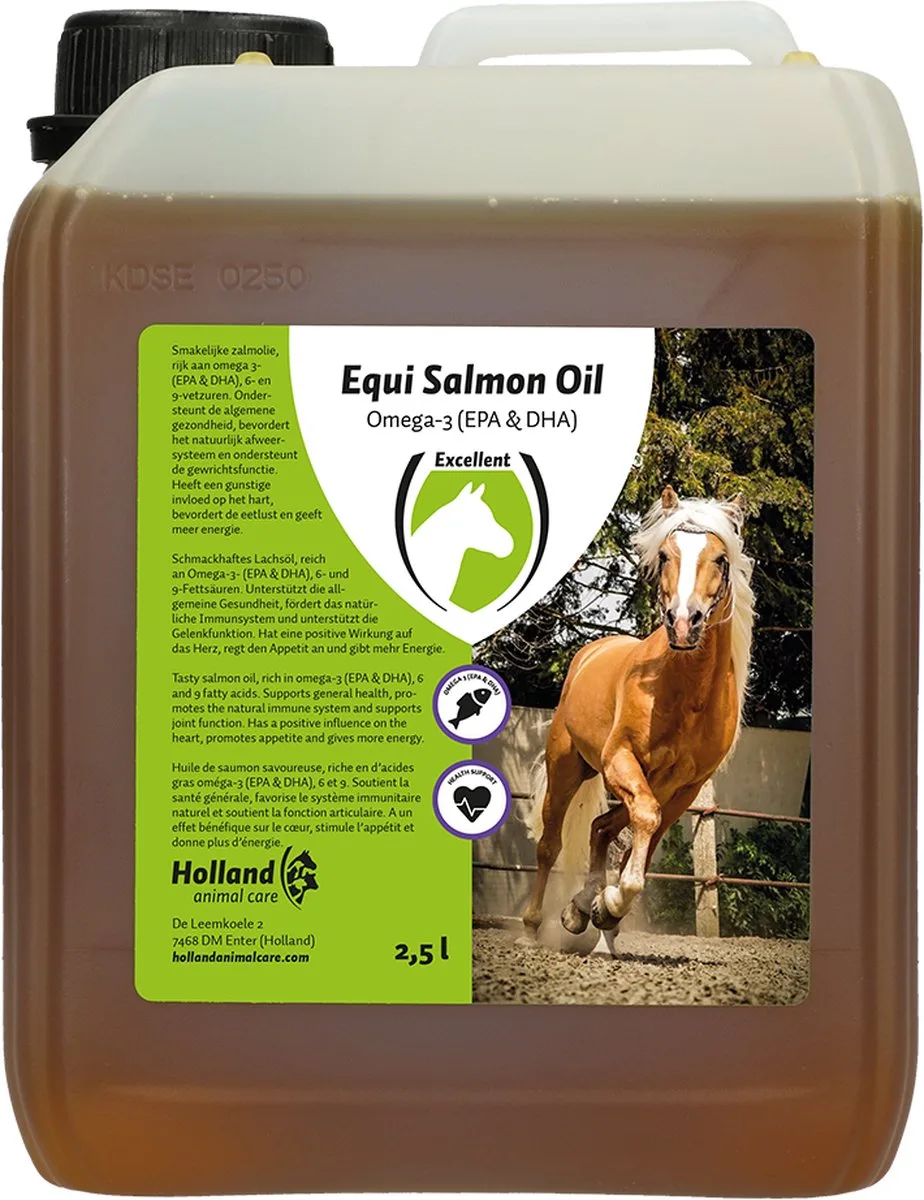 Excellent Equi Zalmolie - 2.5 Liter - Gezondheid, afweersysteem, gewrichtsfunctie - Paarden de Holland Animal Care – photo produit