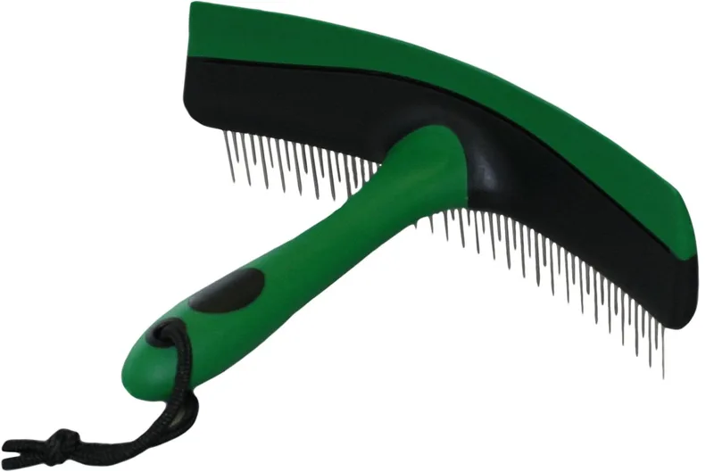 Excellent flexi kam & zweetmes – 26 cm - Stevige manenkam – Paardenborstel voor het verwijderen van zweet en vuil – Voor het doorkammen van de haren – Geschikt voor paarden – Groen/Zwart de Holland Animal Care en Noir, Vert – photo produit