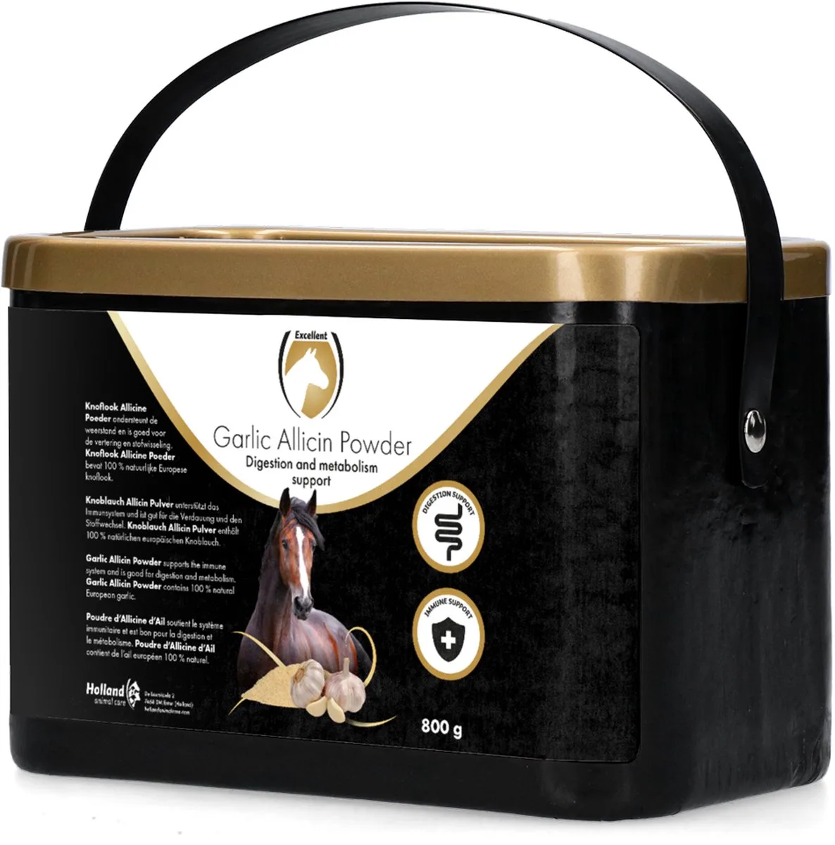 Excellent Garlic Allicin - Knoflook poeder - Verhoogt weerstand en activeert afweersysteem - Geschikt voor paarden - 800 gram de Holland Animal Care – photo produit