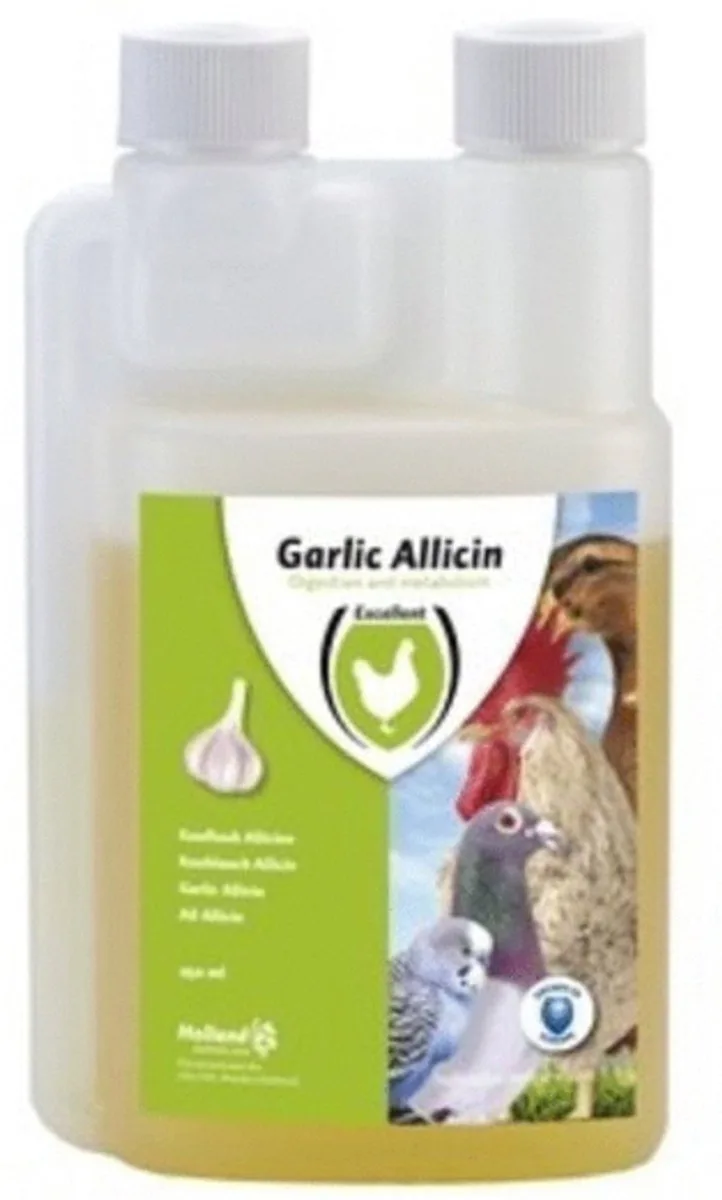 Excellent Garlic Allicin - Voedermiddel voor kooivogels, duiven, watervogels en pluimvee - Knoflook - 250 ml by Holland Animal Care – product photo