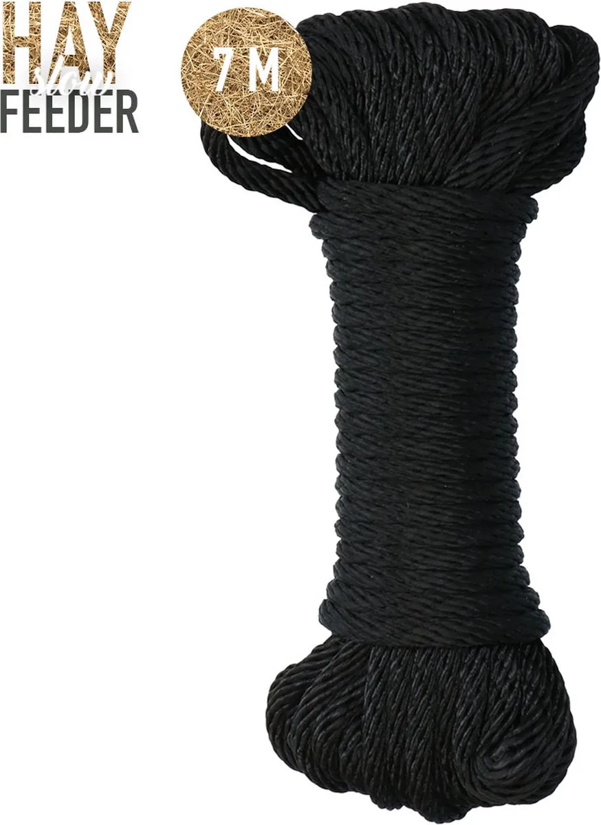 Excellent Hay Slowfeeder Net Ophang Touw – 7 meter - Geschikt voor de Hay Slow Feeder – Montage materiaal – Stevig sluittouw de Holland Animal Care en Noir – photo produit