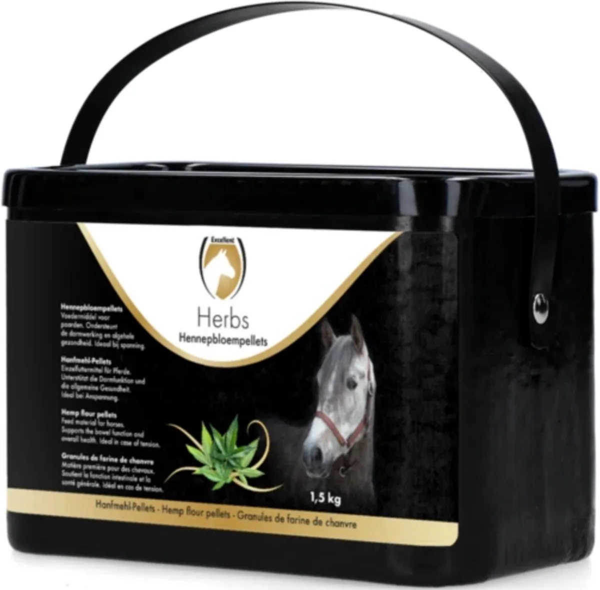 Excellent Herbs Hennepbloem pellets - 1.5 kg - Ondersteunt de darmwerking en algehele gezondheid - Geschikt voor paarden de Holland Animal Care – photo produit