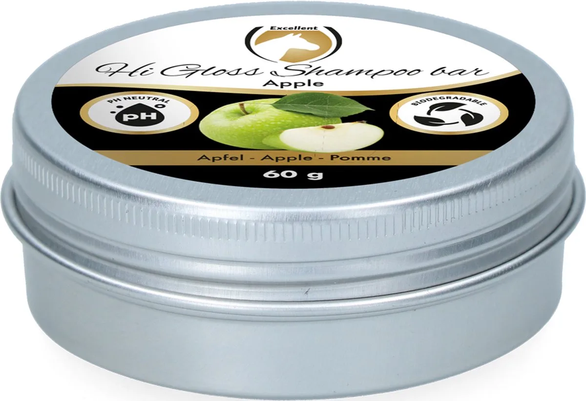 Excellent Hi Gloss Shampoo bar Apple - Shampoo bar met sterke reinigende en verzorgende kracht - Geschikt voor paarden - 60 gram van Holland Animal Care – productfoto
