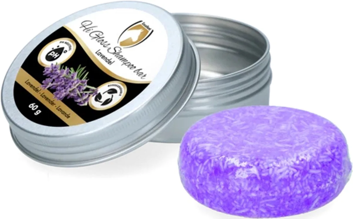 Excellent Hi Gloss Shampoo bar Lavendel - Reinigende en verzorgende kracht - Paarden - 60 gr van Holland Animal Care – productfoto
