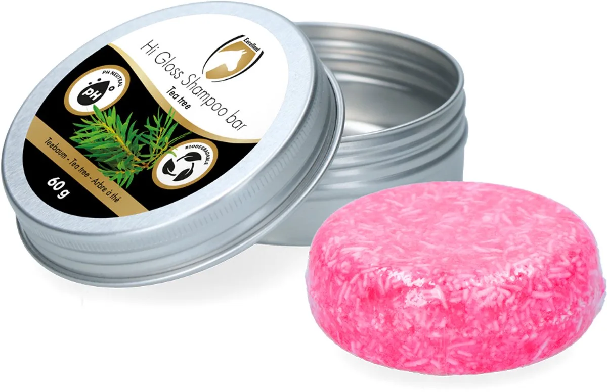 Excellent Hi Gloss Shampoo bar Tea Tree - Shampoo bar met sterke reinigende en verzorgende kracht - Geschikt voor paarden - 60 gram de Holland Animal Care – photo produit