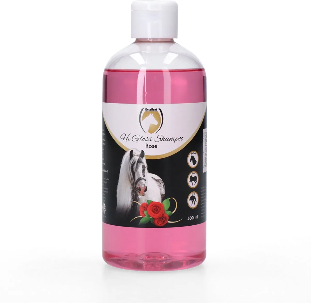Excellent Hi Gloss Shampoo Rose - Reinigende en verzorgende shampoo - Paard - 500 ml van Holland Animal Care – productfoto