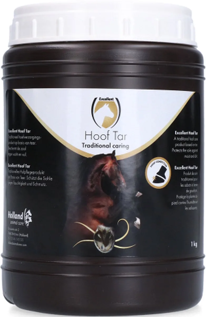 Excellent Hoefteer (Stockholmer) - 1 kg - Ter bescherming van gevoelige natte hoeven - Geschikt voor paarden de Holland Animal Care en Noir, Gris – photo produit