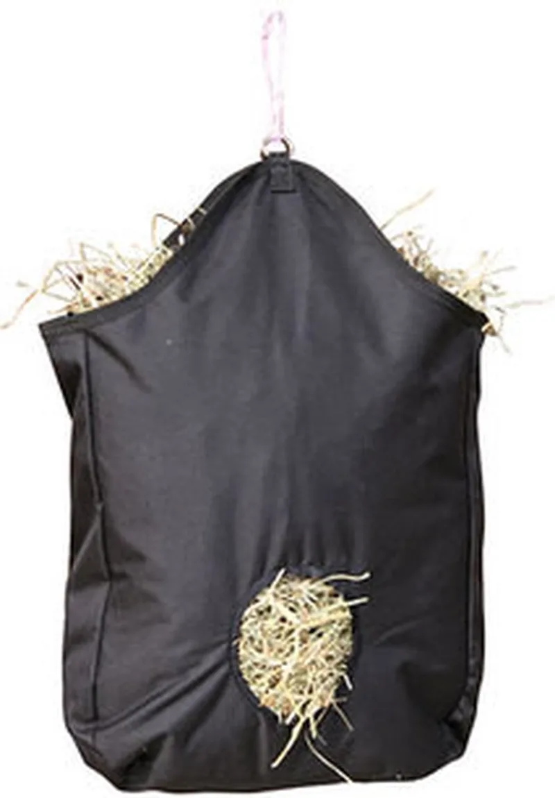 Excellent Hooizak – 65x50cm - Hooiruif voor paarden – Slowfeeder – Ideaal voor tijdens het vervoeren – Opening 12cm Ø von Holland Animal Care in Schwarz – Produktfoto