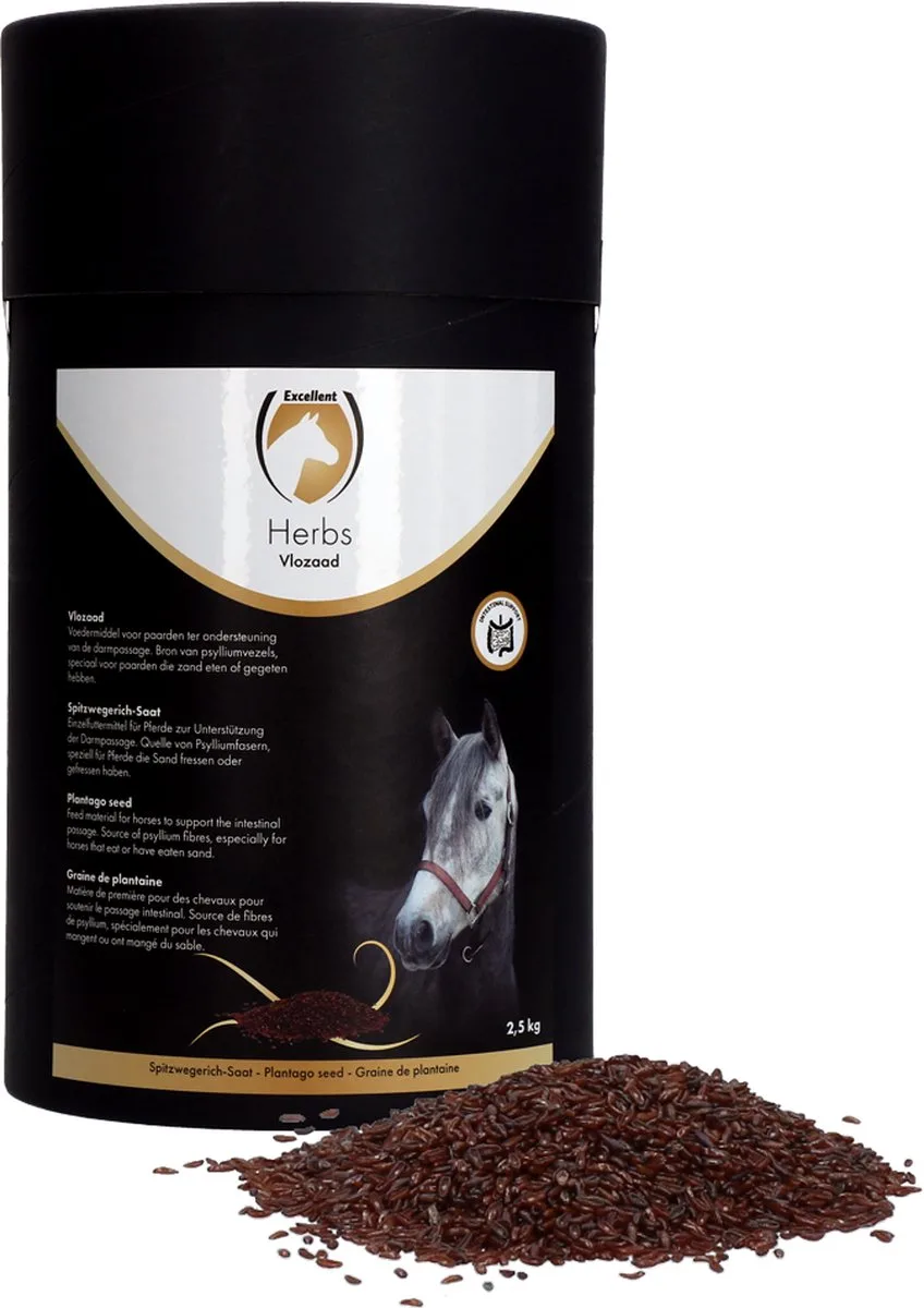 Excellent Horse Herbs Vlozaad - Geschikt voor Paarden en Pony's - Psylliumvezels - Incl. Maatschepje - 2,5 kg van Holland Animal Care – productfoto