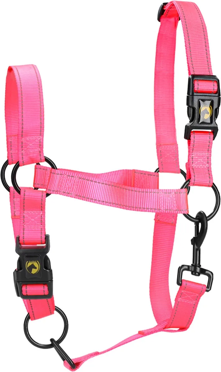 Excellent Horse - L (Cob) - Premium Essential Halster - Reflecterend halster voor paard - Geschikt voor paarden by Holland Animal Care in Pink – product photo