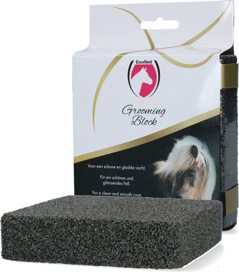 Excellent Horse Paardenborstel - Poetsblok voor paarden - Verwijdert losse haren en modder - Voor een schone en gladde vacht - Zwart - Grooming block by Holland Animal Care in Grey – product photo
