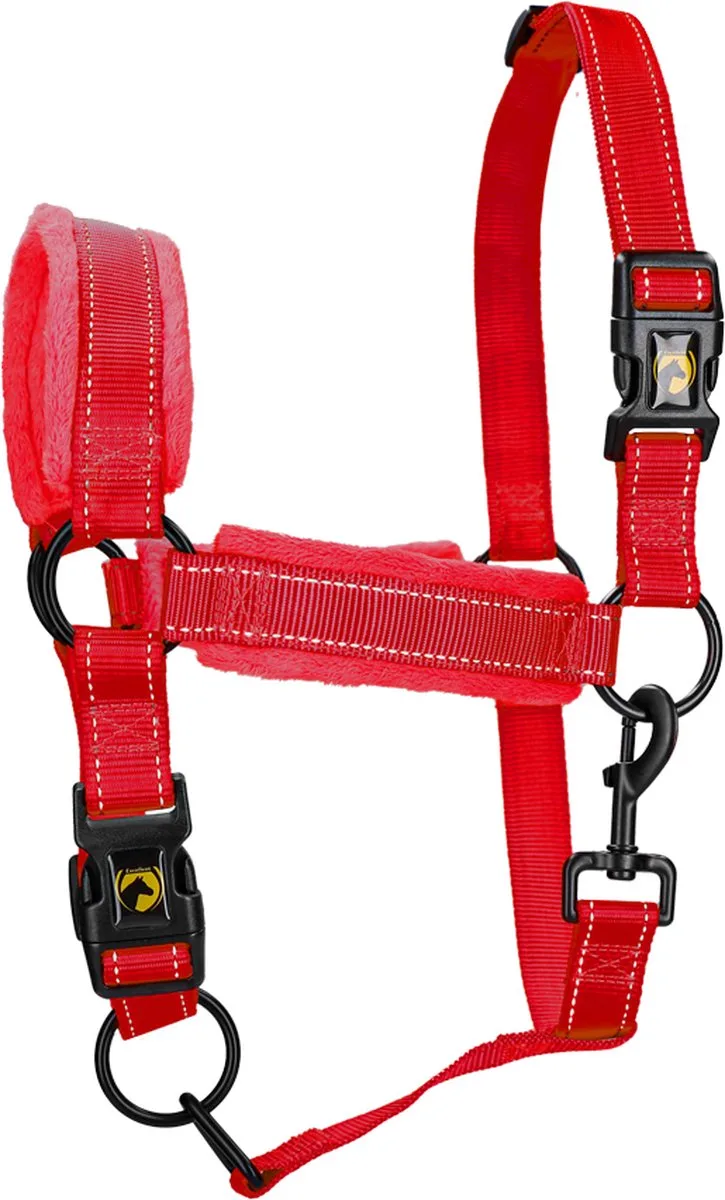 Excellent Horse - S (Shet) - Superior Essential Halster - Reflecterend - Fleece onderlegde neusriem - Paarden fra Holland Animal Care i Rød – produktbillede