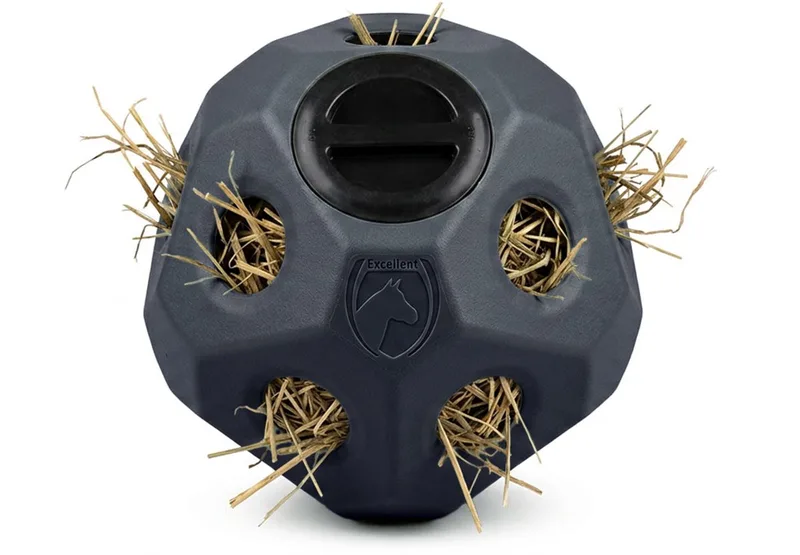 Excellent Horse Slowfeeder Paard - Hooinet Paarden - Interactief Paardenspeelgoed - Voederbal voor Paarden - 42x40x38 cm - Feed & Play Ball de Holland Animal Care en Noir – photo produit