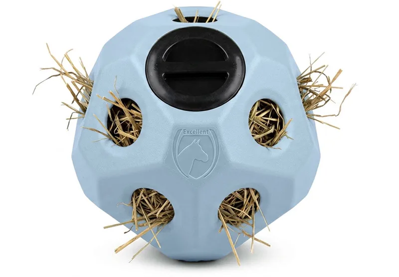 Excellent Horse Slowfeeder Paard - Hooinet Paarden - Interactief Paardenspeelgoed - Voederbal voor Paarden - 42x40x38 cm - Feed & Play Ball de Holland Animal Care en Bleu – photo produit