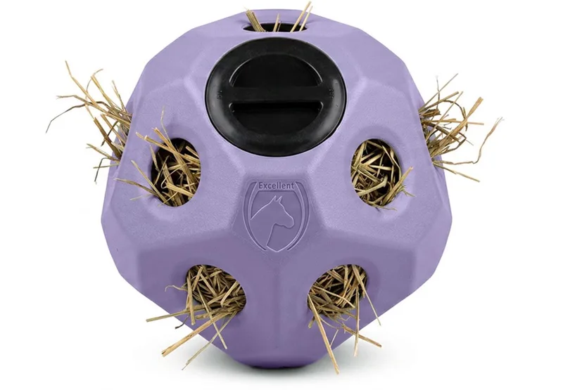 Excellent Horse Slowfeeder Paard - Hooinet Paarden - Interactief Paardenspeelgoed - Voederbal voor Paarden - 42x40x38 cm - Feed & Play Ball de Holland Animal Care en Violet – photo produit