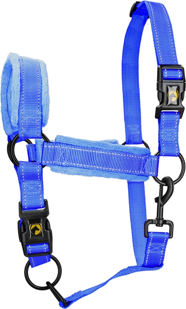 Excellent Horse Superior Essential Halster - M (Pony) - Reflecterend - Fleece onderlegde neusriem - Paarden de Holland Animal Care en Bleu – photo produit