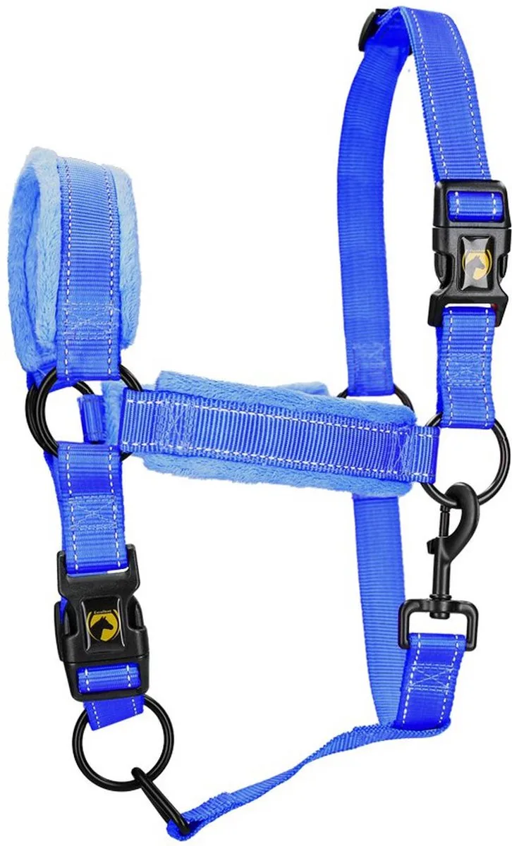 Excellent Horse Superior Essential Halster - XL (Full) - Reflecterend - Fleece onderlegde neusriem - Paarden de Holland Animal Care en Bleu – photo produit