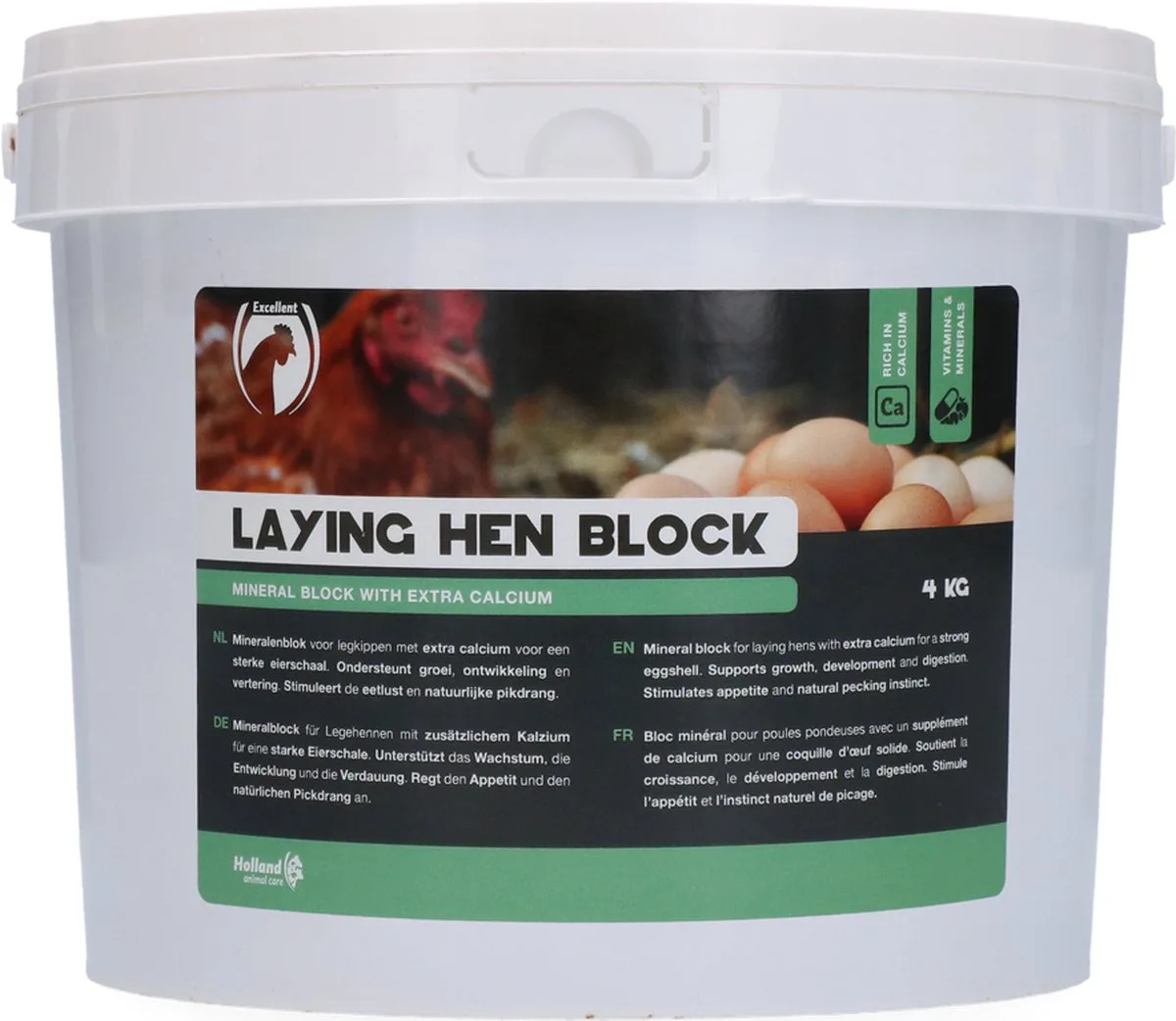 Excellent Legkippen Blok - Pikblok - Stimuleert de eetlust en pikgedrag - Geschikt voor kippen - 4 kg by Holland Animal Care – product photo