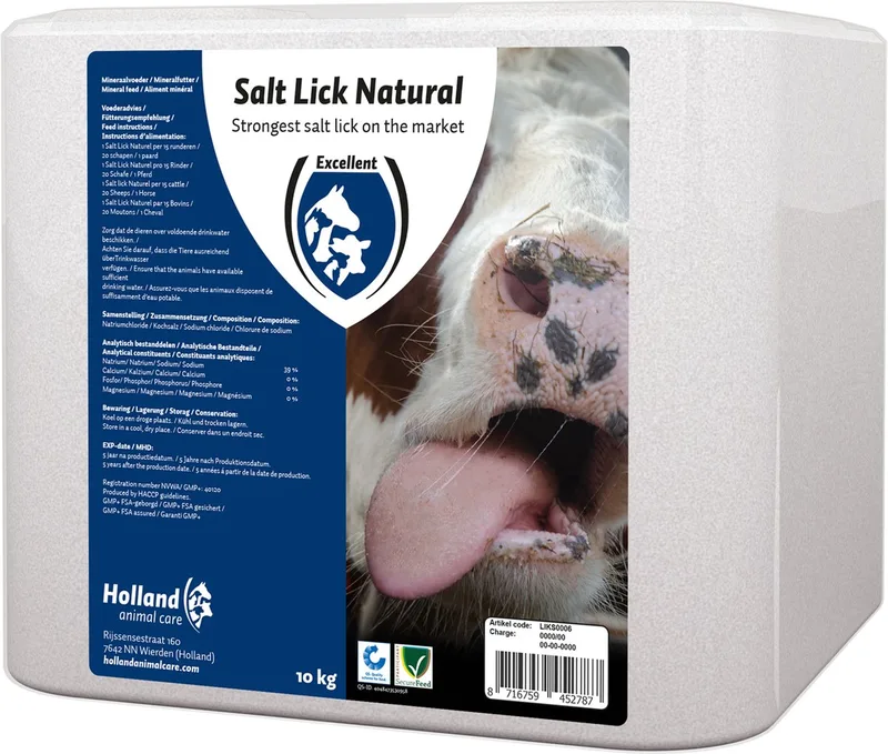 Excellent Liksteen Naturel 10 kg - Liksteen schaap - Liksteen koe - 100% puur rotszout - Geschikt voor paarden, rundvee en schapen von Holland Animal Care in Weiß – Produktfoto